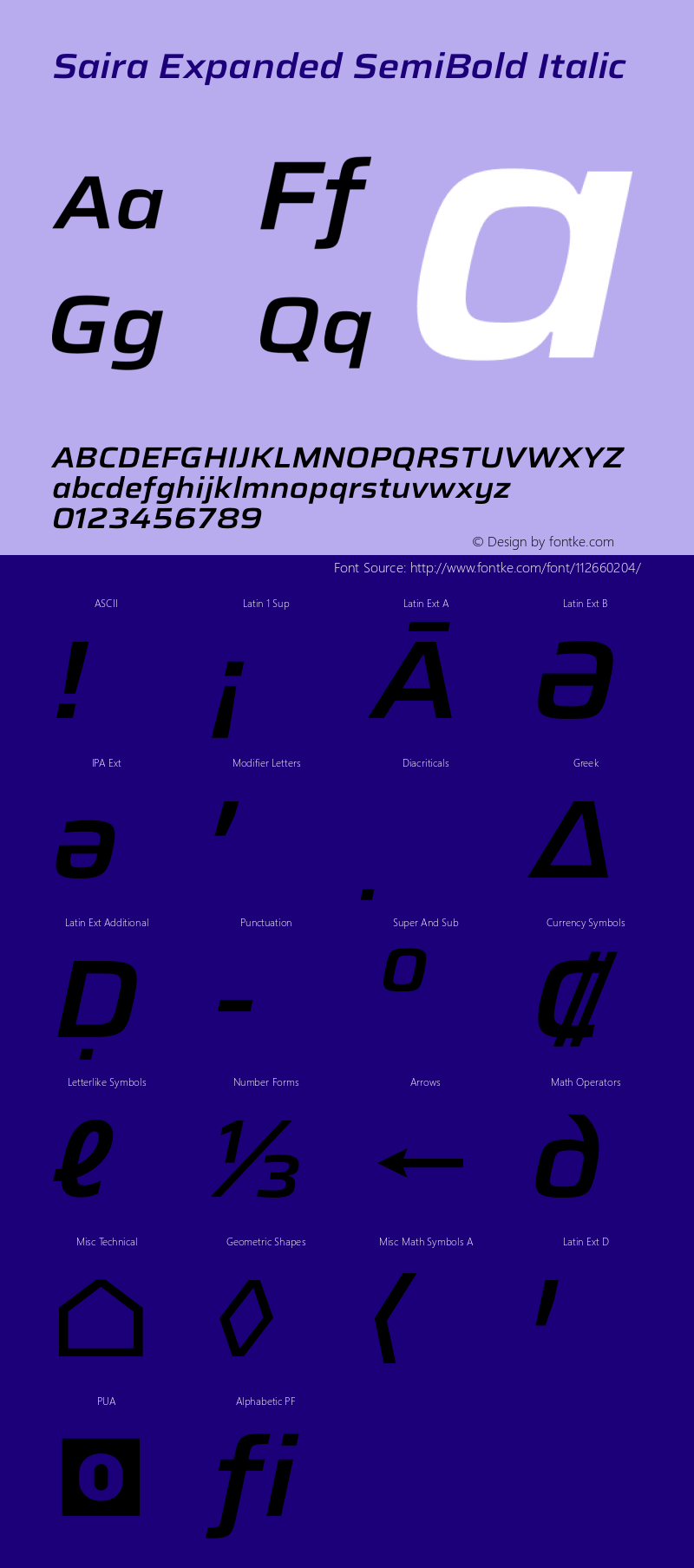 Saira Expanded SemiBold Italic Version 1.100图片样张