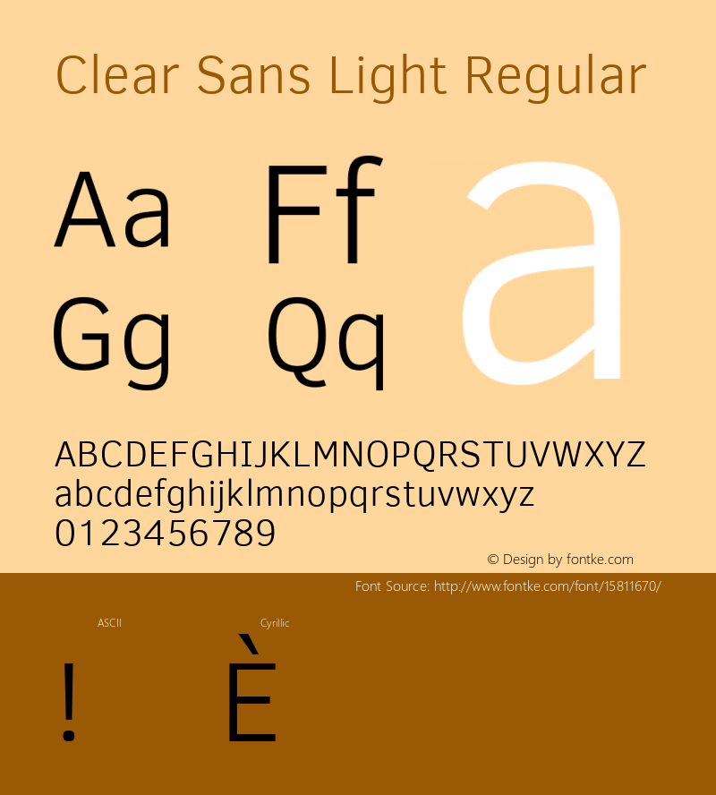 Clear Sans Light Regular Version 1.00; ttfautohint (v1.4.1)图片样张