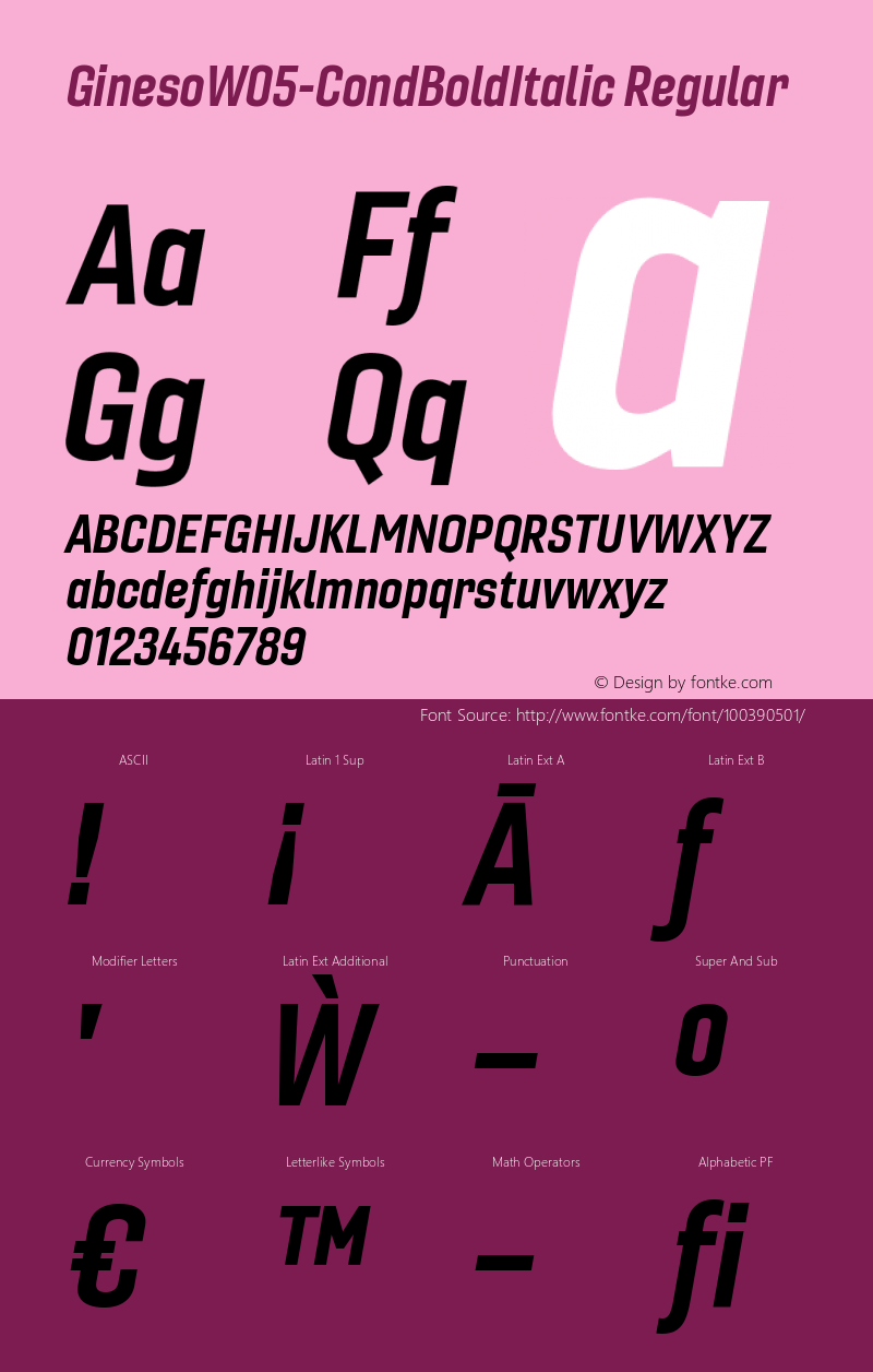 Gineso W05 Cond Bold Italic Version 1.001图片样张