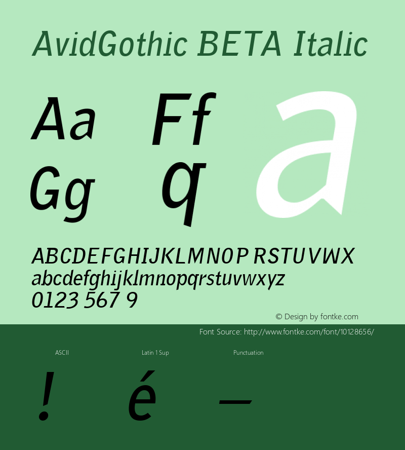 AvidGothic BETA Italic 001.000图片样张