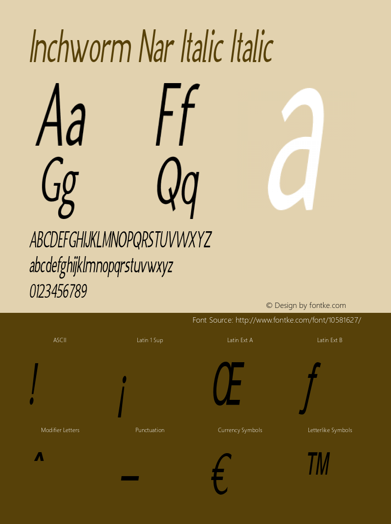 Inchworm Nar Italic Italic Version 1.000图片样张