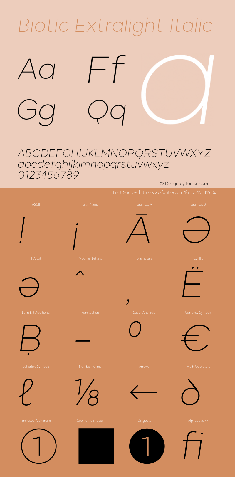 Biotic Extralight Italic Version 2.000;FEAKit 1.0图片样张