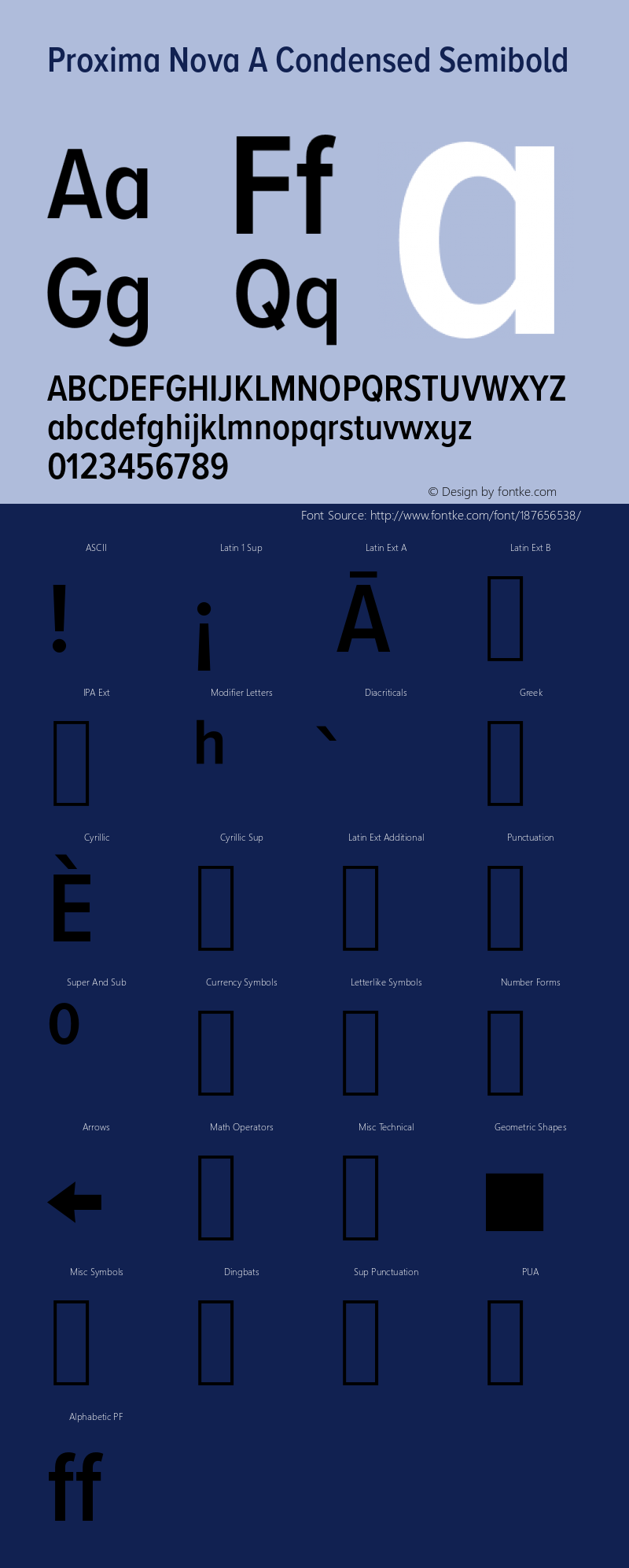 Proxima Nova A Cond Semibold Version 3.018;PS 003.018;hotconv 1.0.88;makeotf.lib2.5.64775图片样张