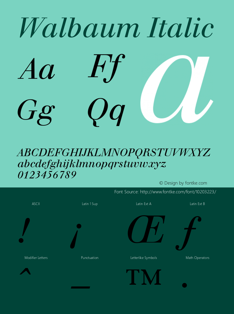 Walbaum Italic Version 001.001图片样张