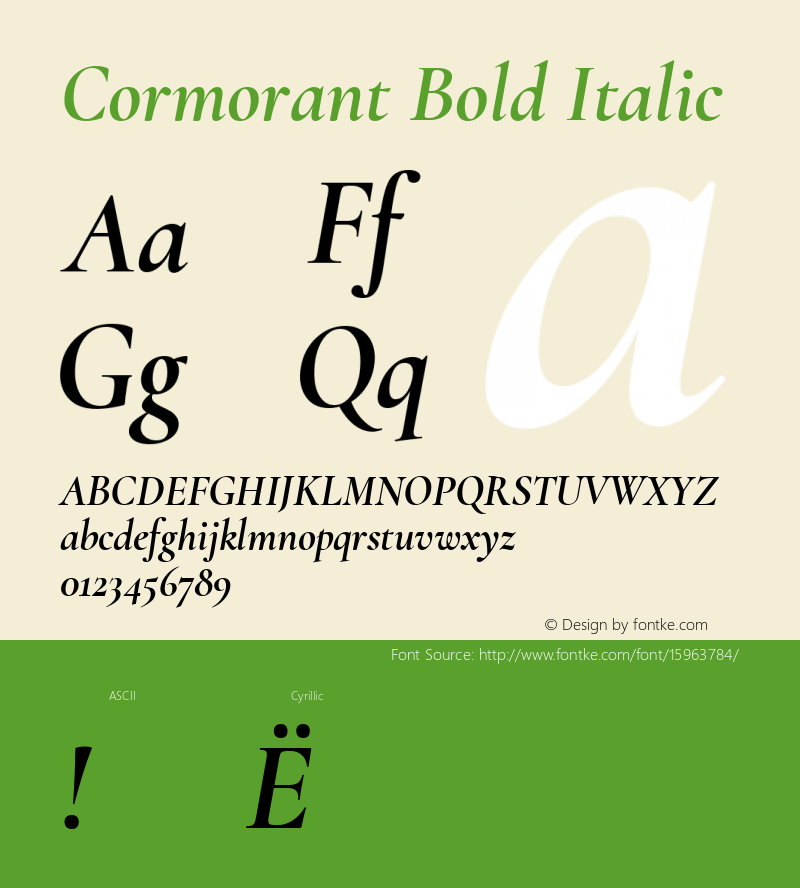 Cormorant Bold Italic Version 1.000;PS 002.000;hotconv 1.0.88;makeotf.lib2.5.64775; ttfautohint (v1.4.1)图片样张