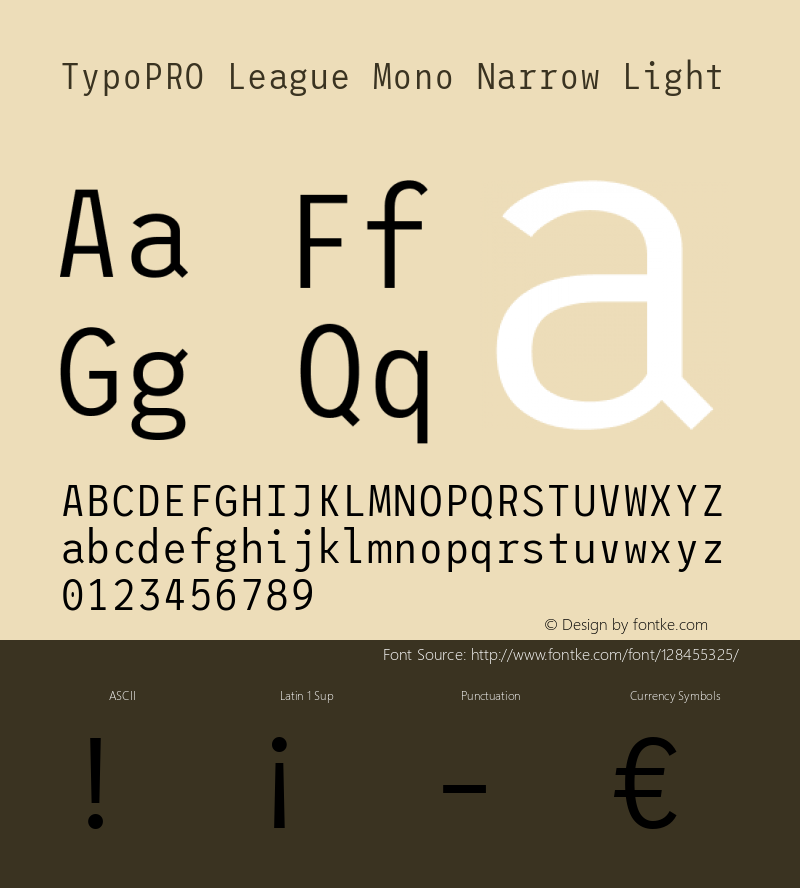 TypoPRO League Mono Narrow Light Version 2.220;RELEASE图片样张