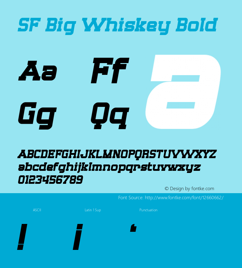 SF Big Whiskey Bold ver 1.0; 1999. Freeware for non-commercial use.图片样张