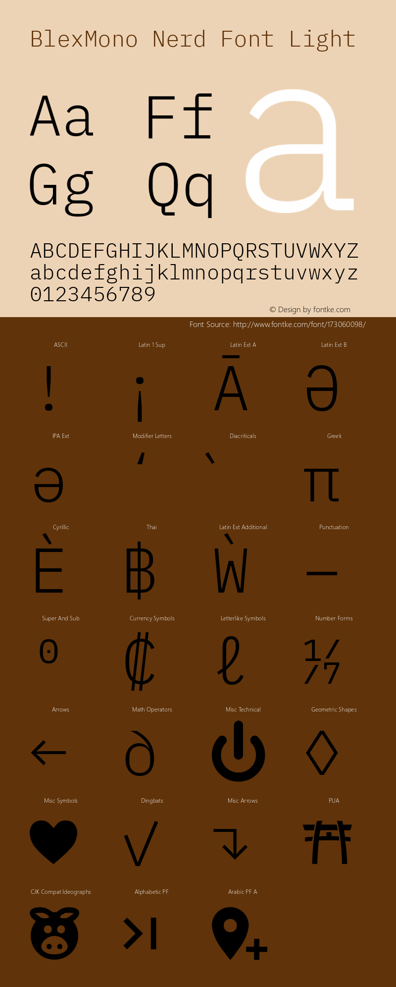 Blex Mono Light Nerd Font Complete Version 2.000图片样张
