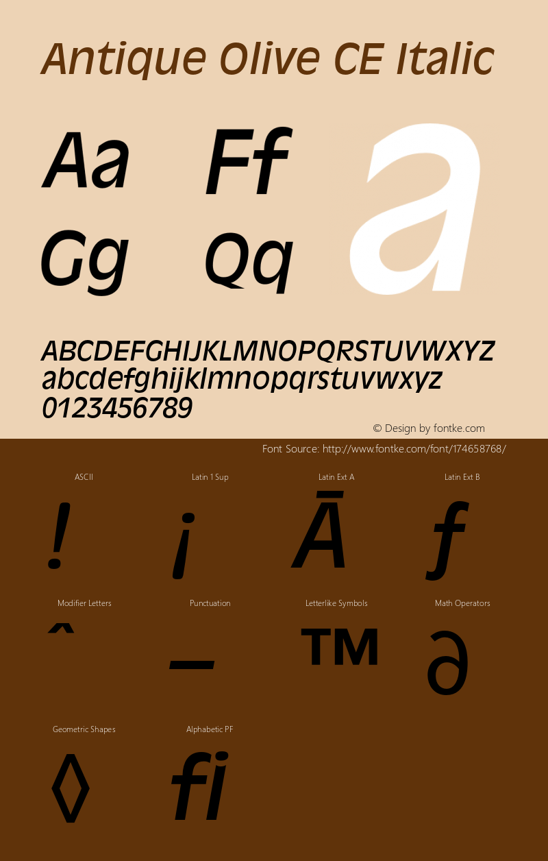 AntiqueOliveCE-Italic 001.000图片样张