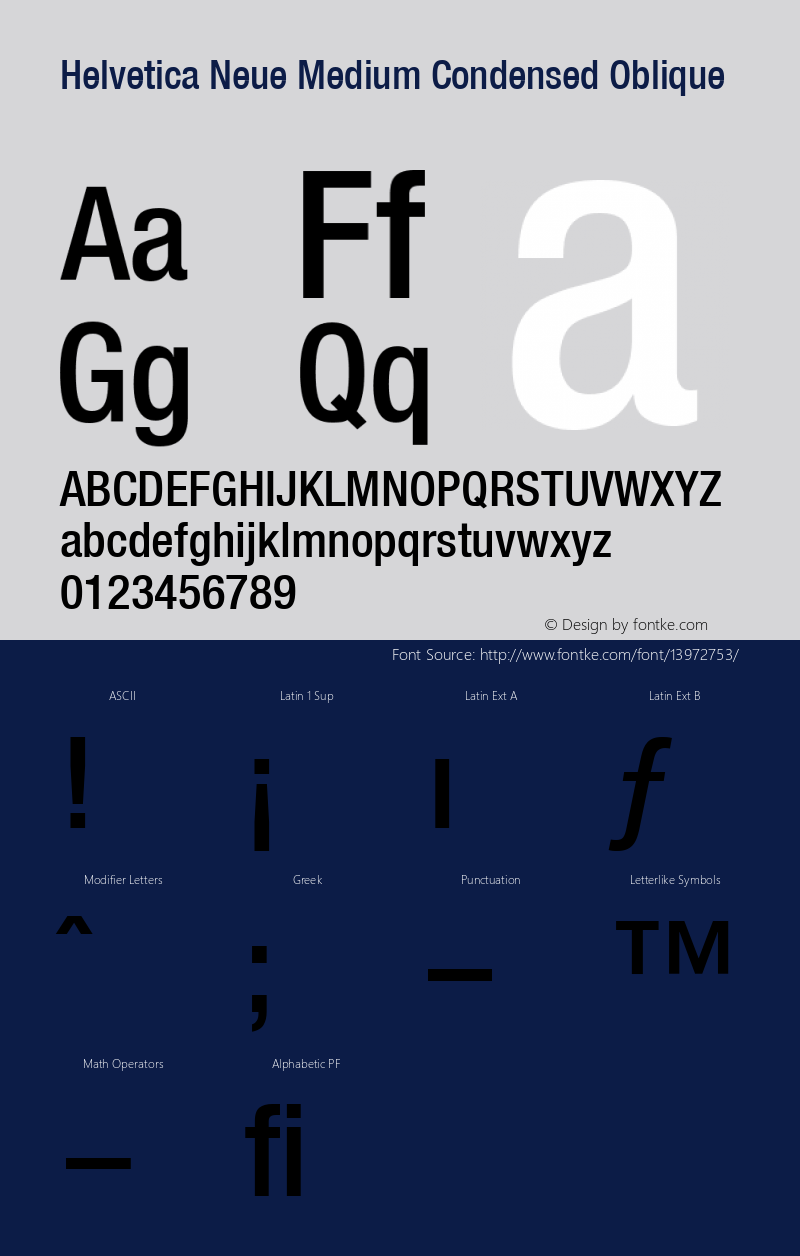 Helvetica Neue Medium Condensed Oblique Version 001.000图片样张