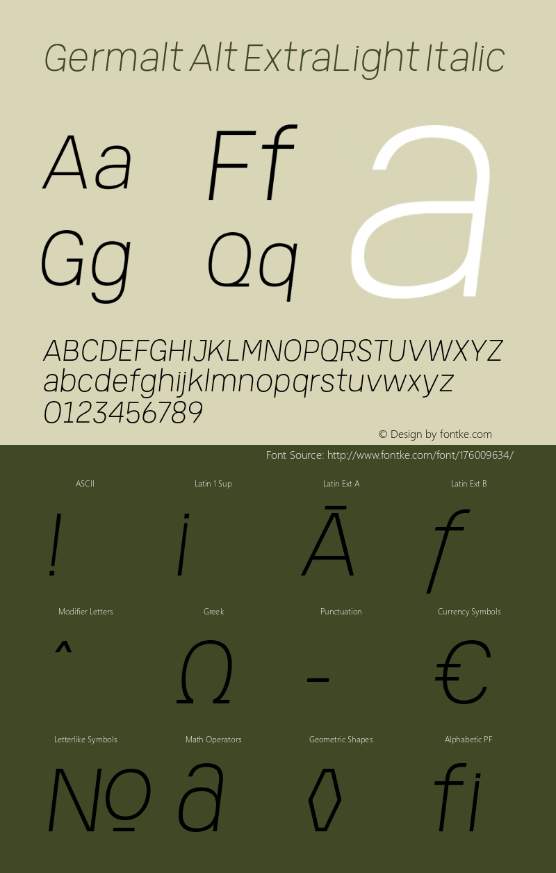 GermaltAlt-ExtraLightItalic Version 1.000图片样张