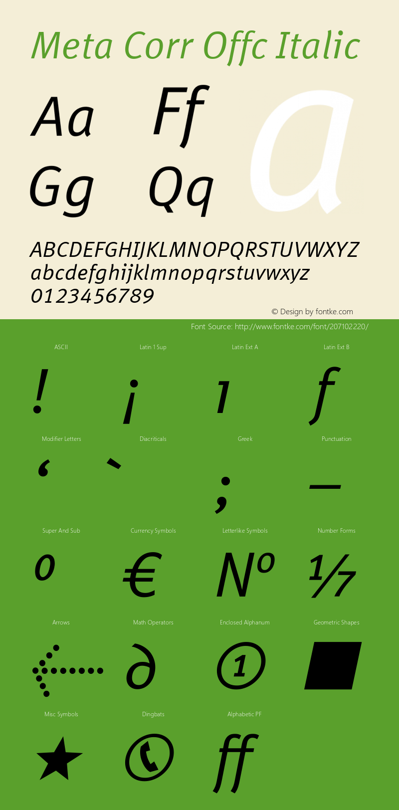 Meta Corr Offc Italic Version 7.504; 2012; Build 1021图片样张