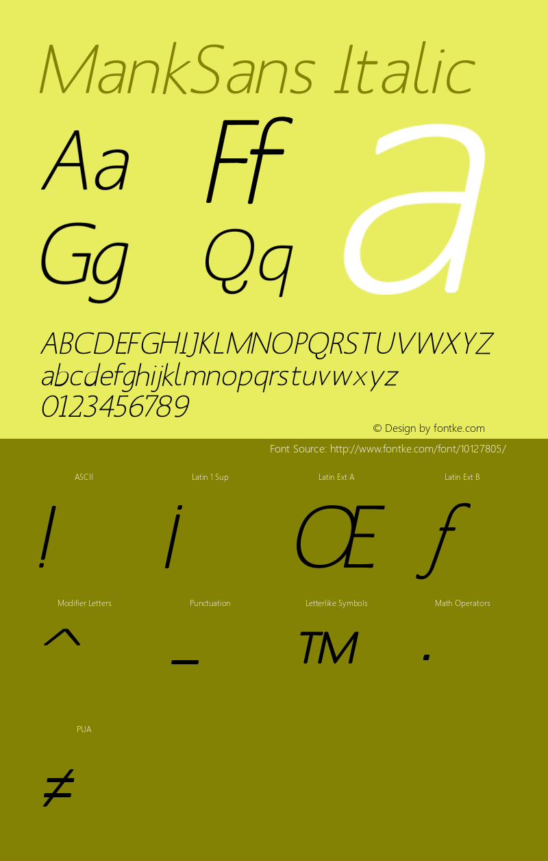 MankSans Italic 1.0 2004-03-31图片样张