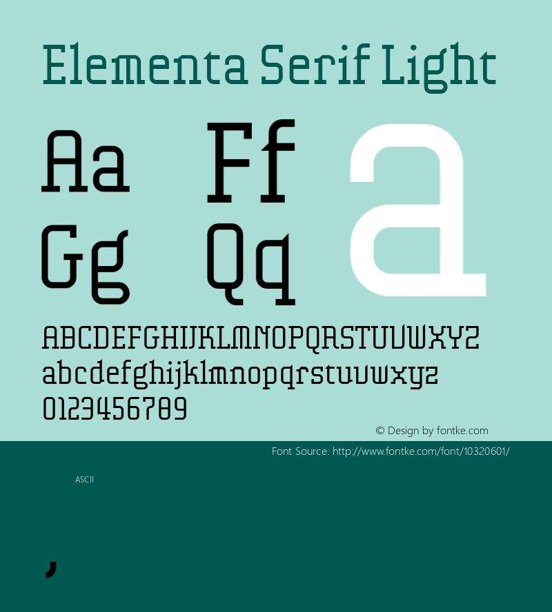 Elementa Serif Light Macromedia Fontographer 4.1J 06/08/2006图片样张