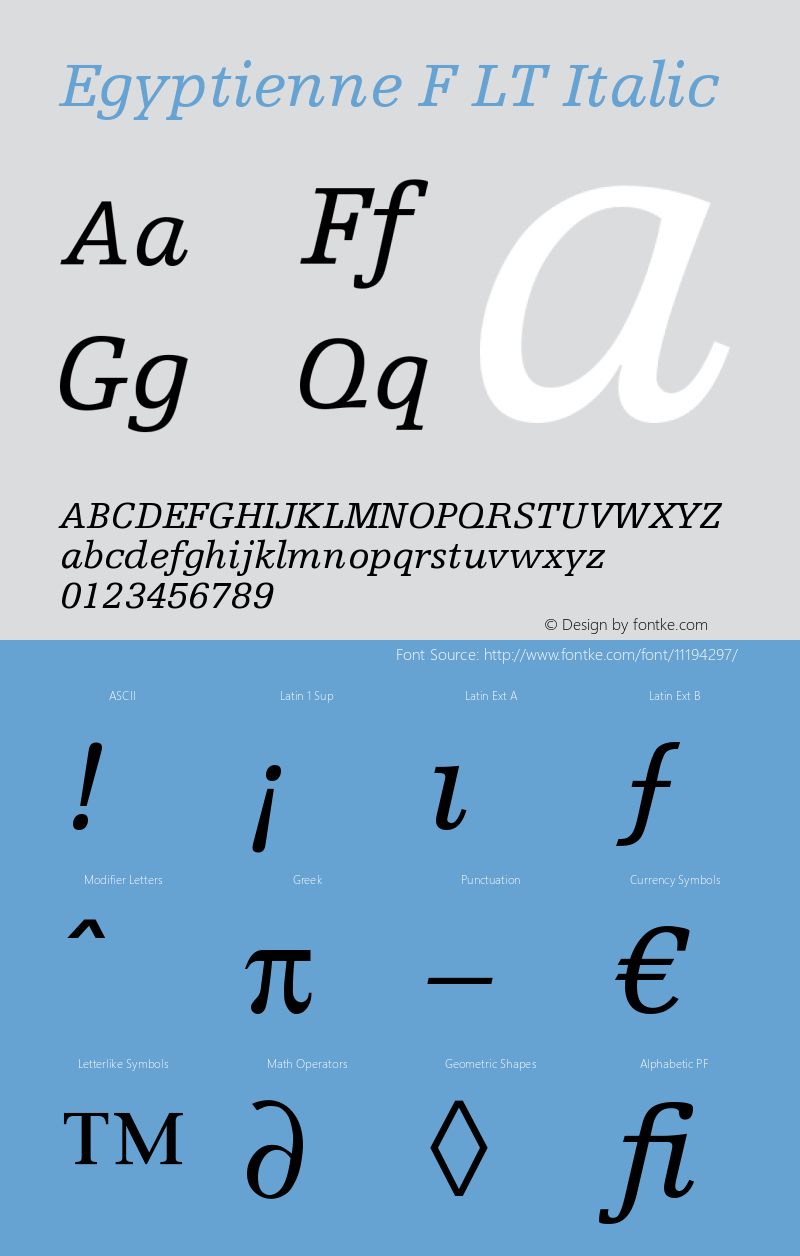 Egyptienne F LT Italic Version 006.000图片样张