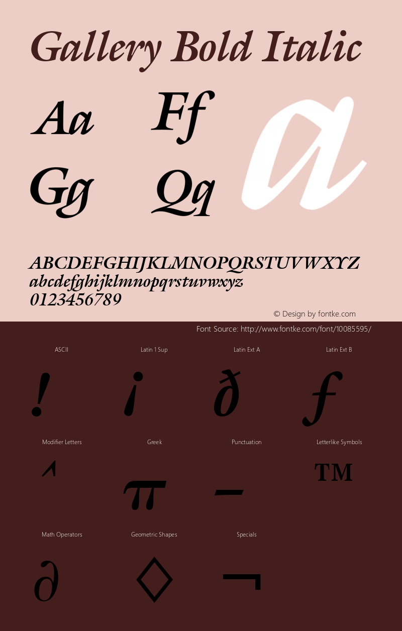 Gallery Bold Italic Font Version 2.6; Converter Version 1.10图片样张