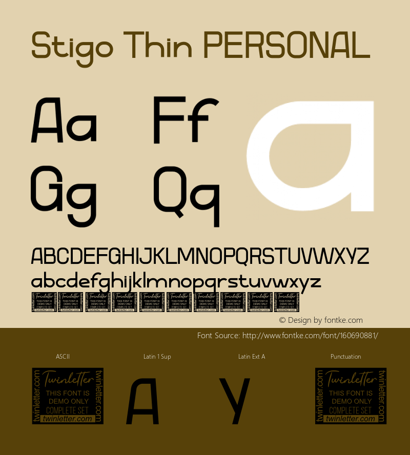 Stigo Thin PERSONAL Version 1.002;Fontself Maker 3.5.4图片样张