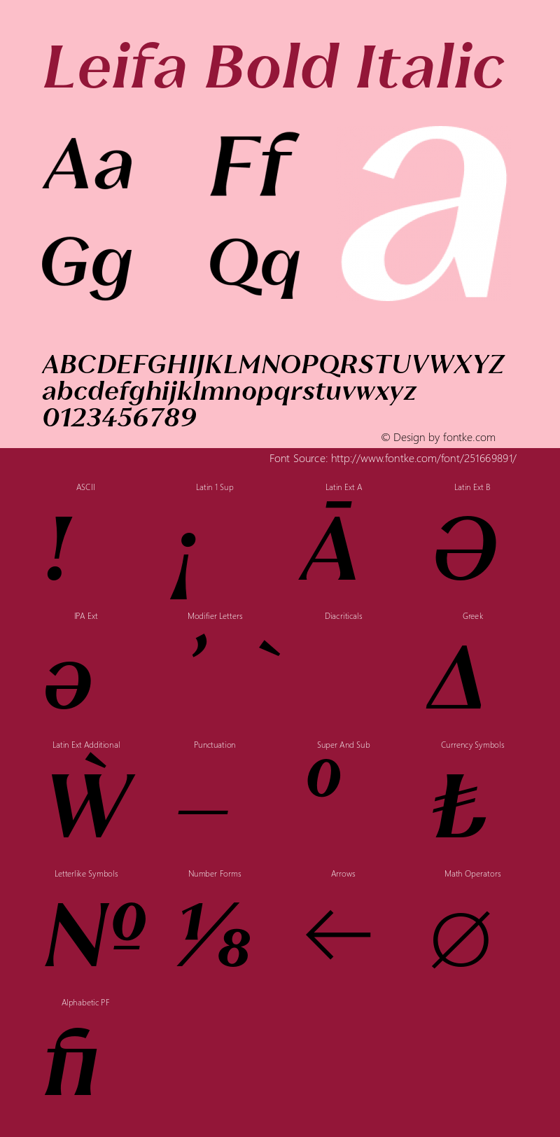 Leifa Bold Italic Version 2.000;hotconv 1.0.109;makeotfexe 2.5.65596图片样张