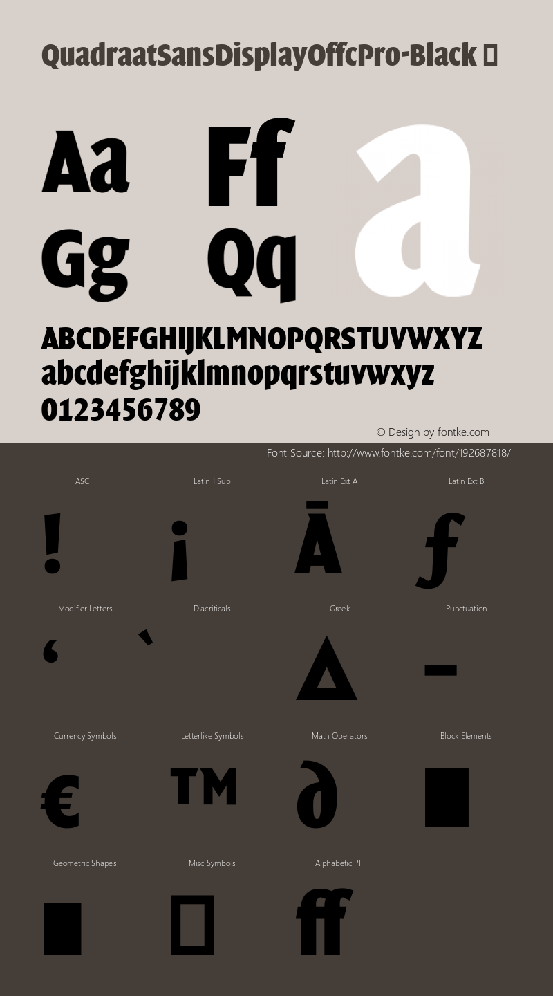 ☞Quadraat Sans Display Offc Pro Black Version 7.504; 2012; Build 1020;com.myfonts.easy.fontfont.ff-quadraat-sans-display.offc-pro-black.wfkit2.version.3ZkU图片样张