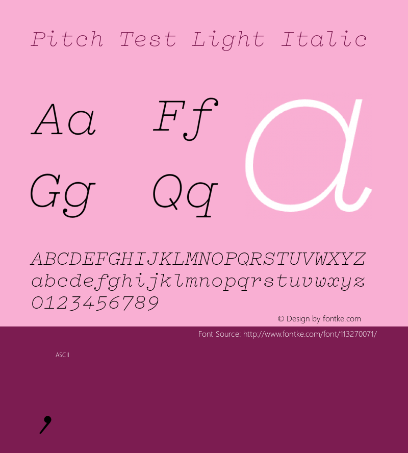 Pitch-LightItalicTest Version 1.002;PS 1.0;hotconv 16.6.51;makeotf.lib2.5.65220;0图片样张