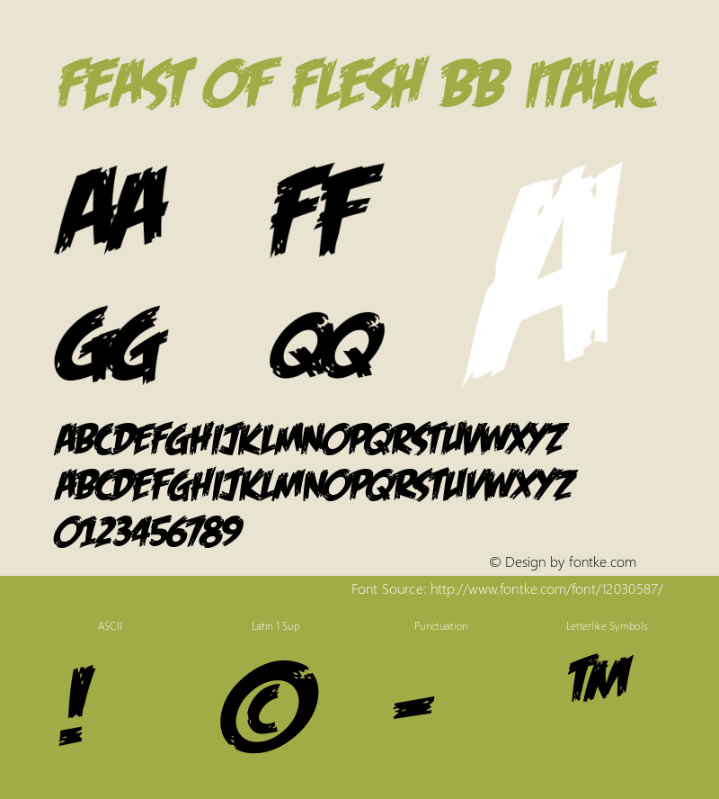 Feast of Flesh BB Italic Macromedia Fontographer 4.1 9/27/2005图片样张