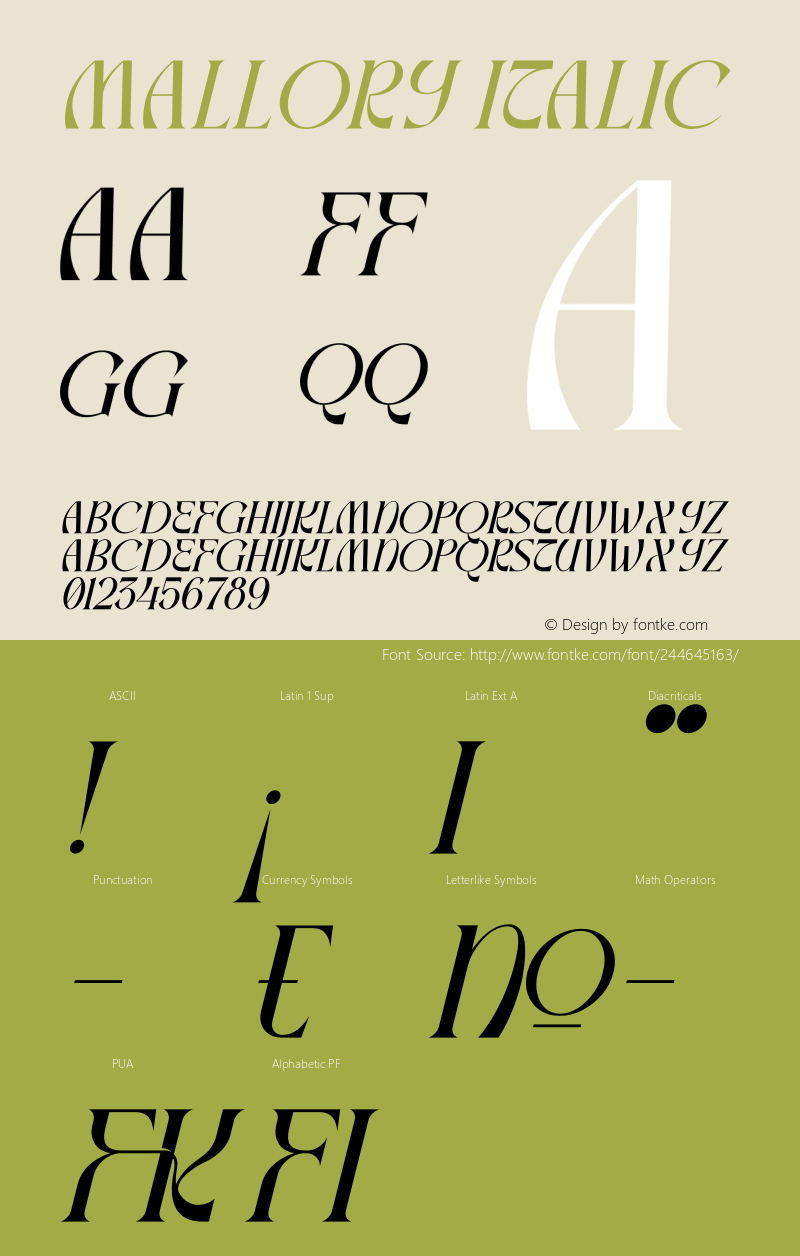 Mallory Italic Version 1.00;April 18, 2022;FontCreator 13.0.0.2680 64-bit图片样张