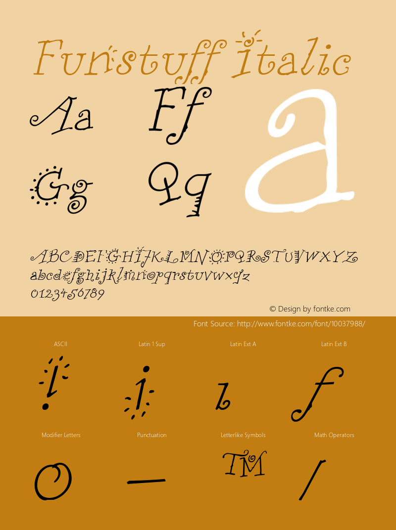 Funstuff Italic The IMSI MasterFonts Collection, tm 1995, 1996 IMSI (International Microcomputer Software Inc.)图片样张