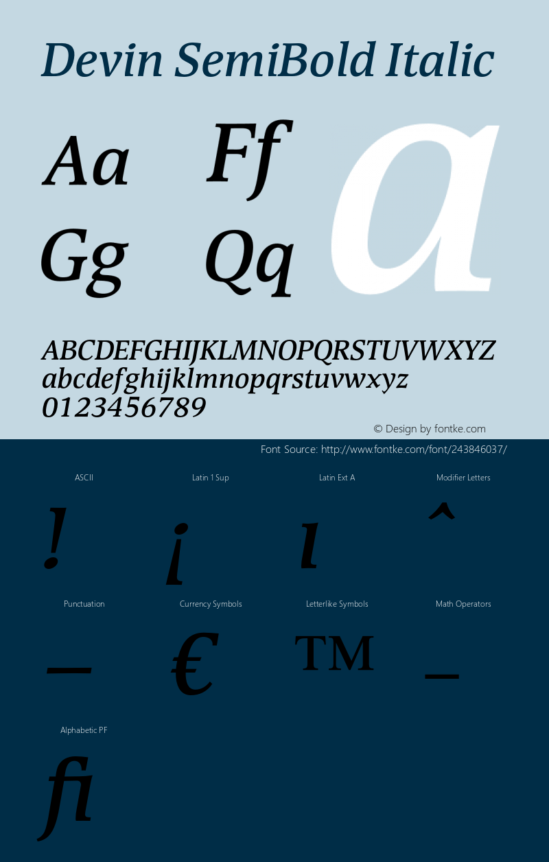 Devin SemiBold Italic Version 1.00图片样张