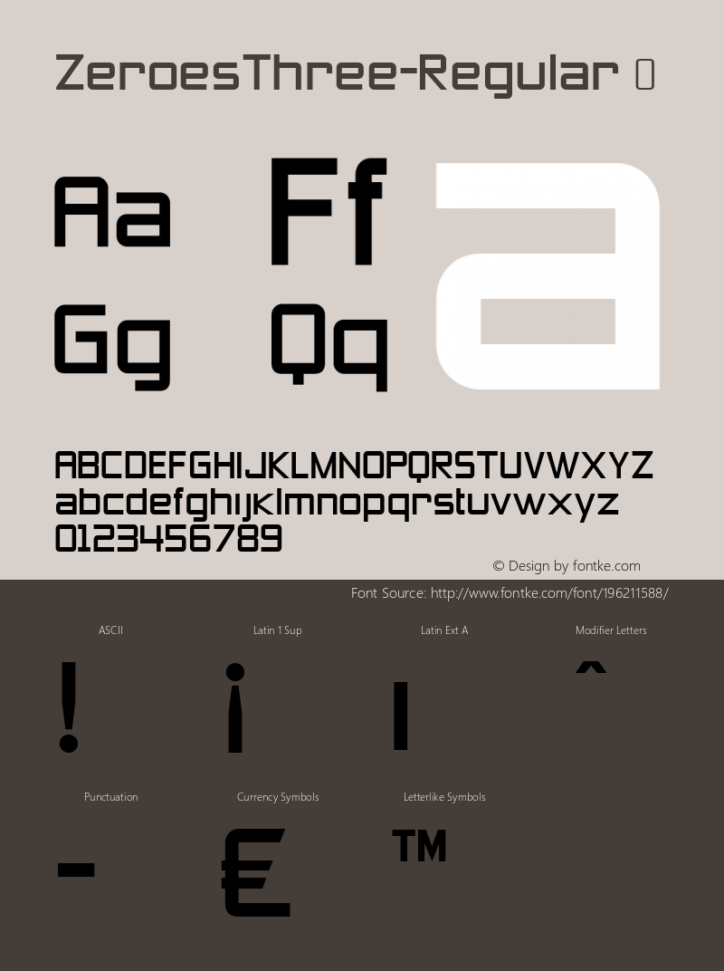 ☞ZeroesThree-Regular OTF 3.000;PS 001.001;Core 1.0.29;com.myfonts.easy.larabie.zeroes.three.wfkit2.version.3bHU图片样张