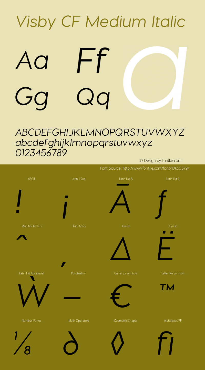 Visby CF Medium Italic Version 1.005;PS 001.005;hotconv 1.0.70;makeotf.lib2.5.58329图片样张