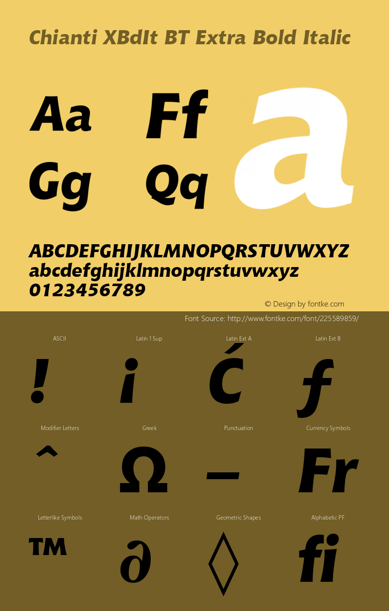 Chianti XBdIt BT Extra Bold Italic Version 1.01 emb4-OT图片样张