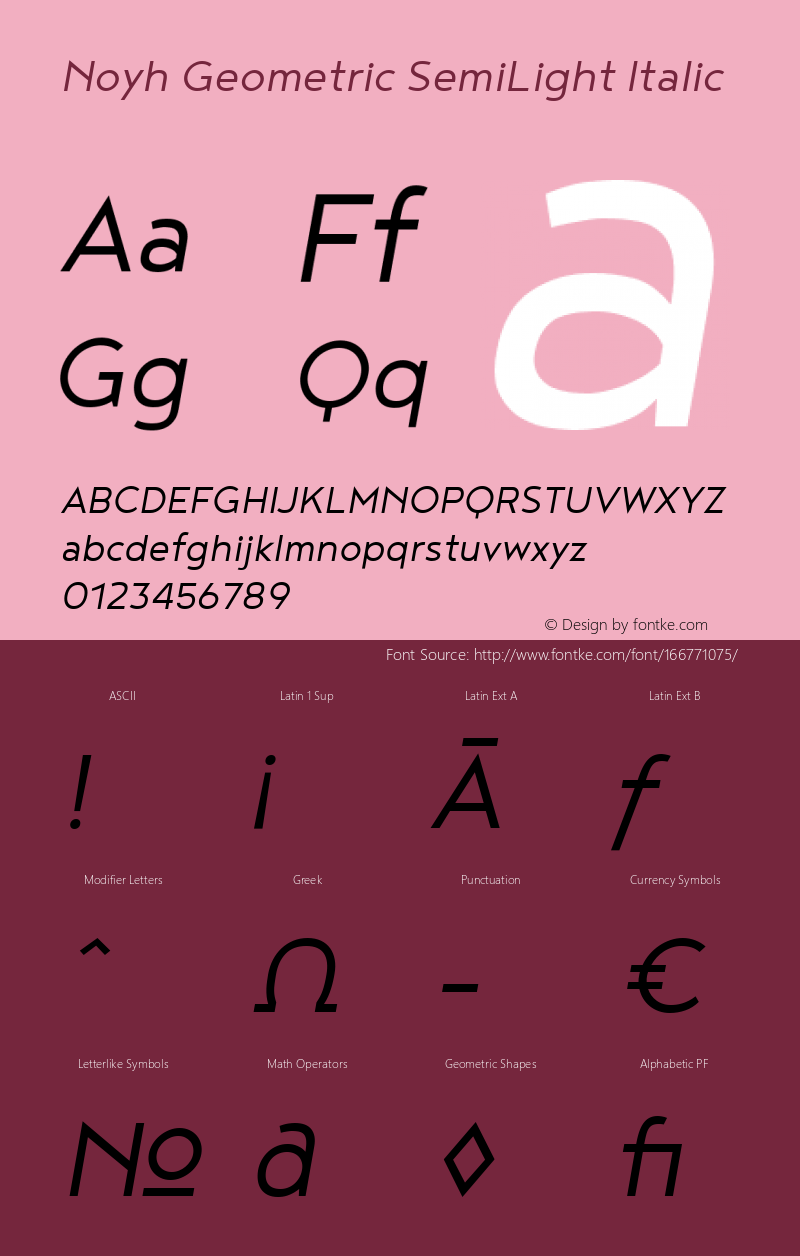 Noyh Geometric SemiLight Italic 1.000图片样张