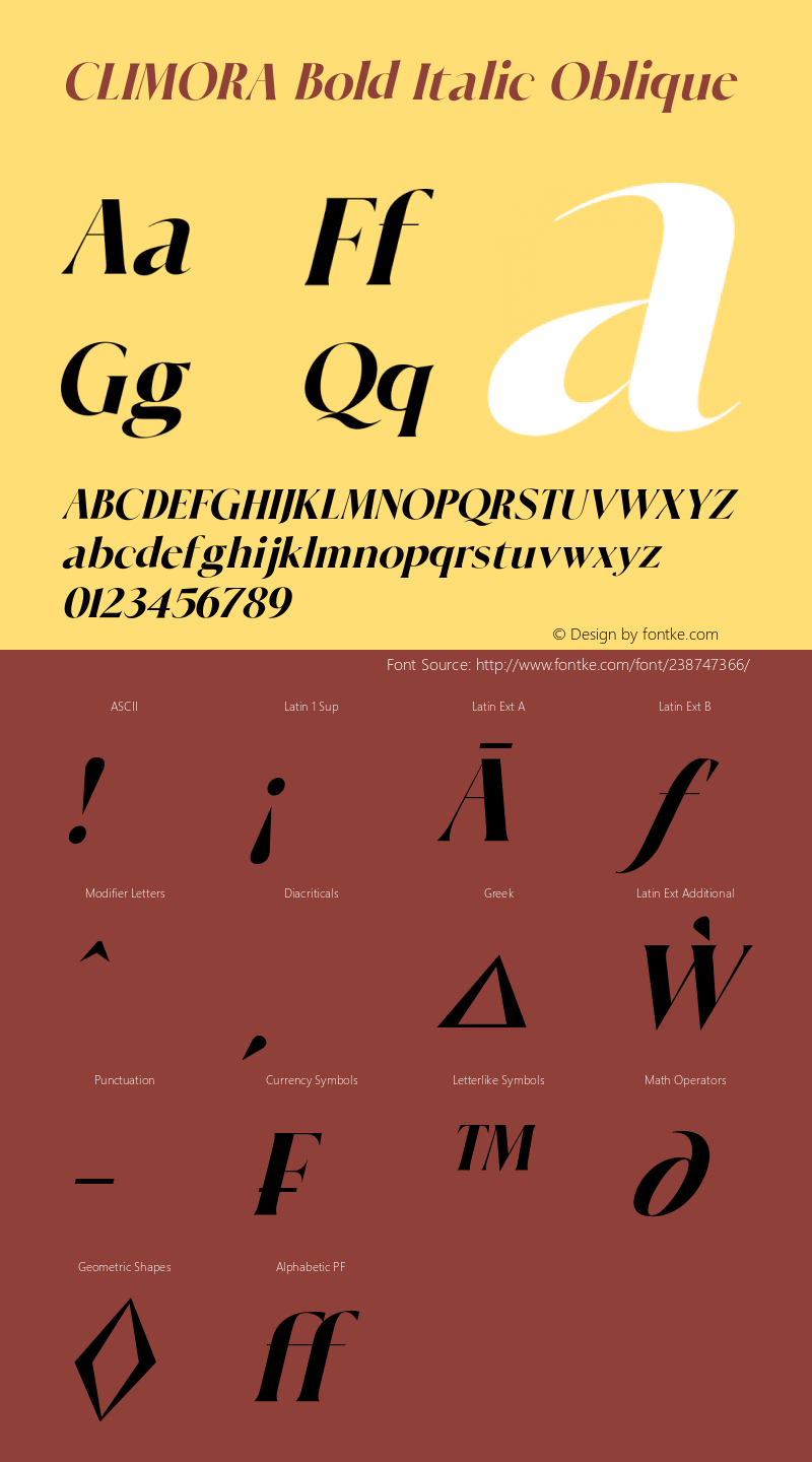 CLIMORA Bold Italic Oblique Version 1.0图片样张