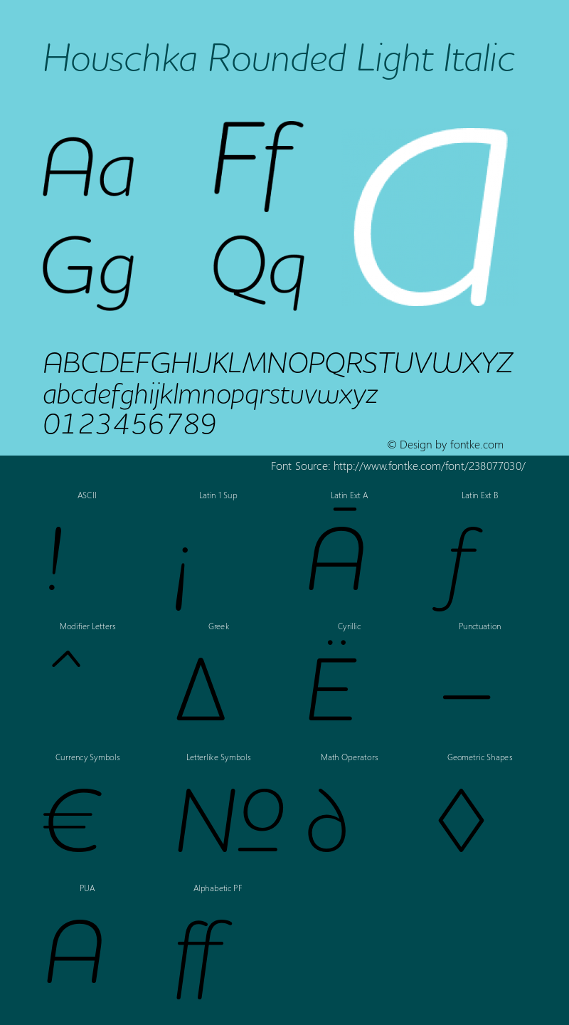 Houschka Rounded Light Italic Version 1.001图片样张