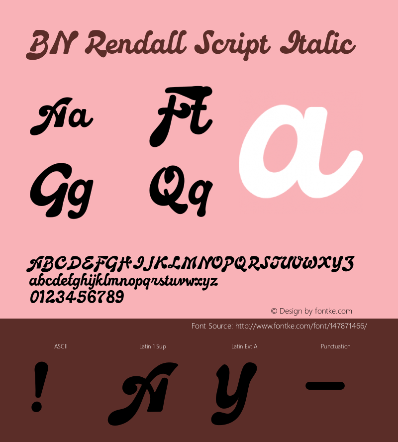 BN Rendall Script Cursive Version 1.014;Fontself Maker 3.5.1图片样张