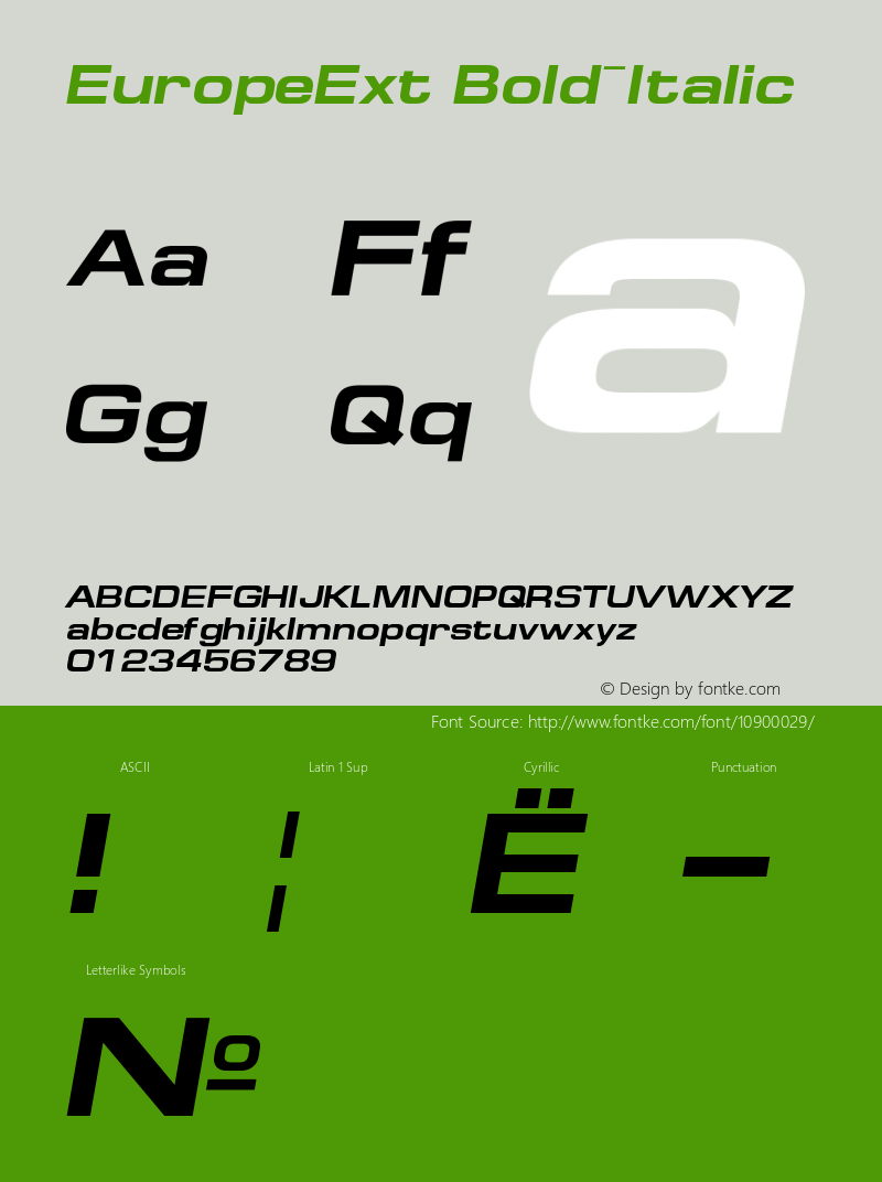 EuropeExt Bold-Italic Version 001.001图片样张