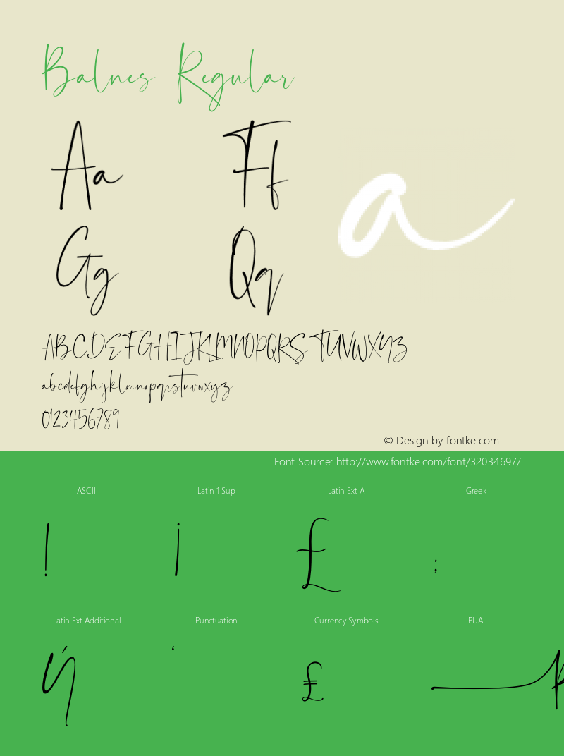 Balnes Version 1.00;June 24, 2019;FontCreator 11.5.0.2430 64-bit图片样张