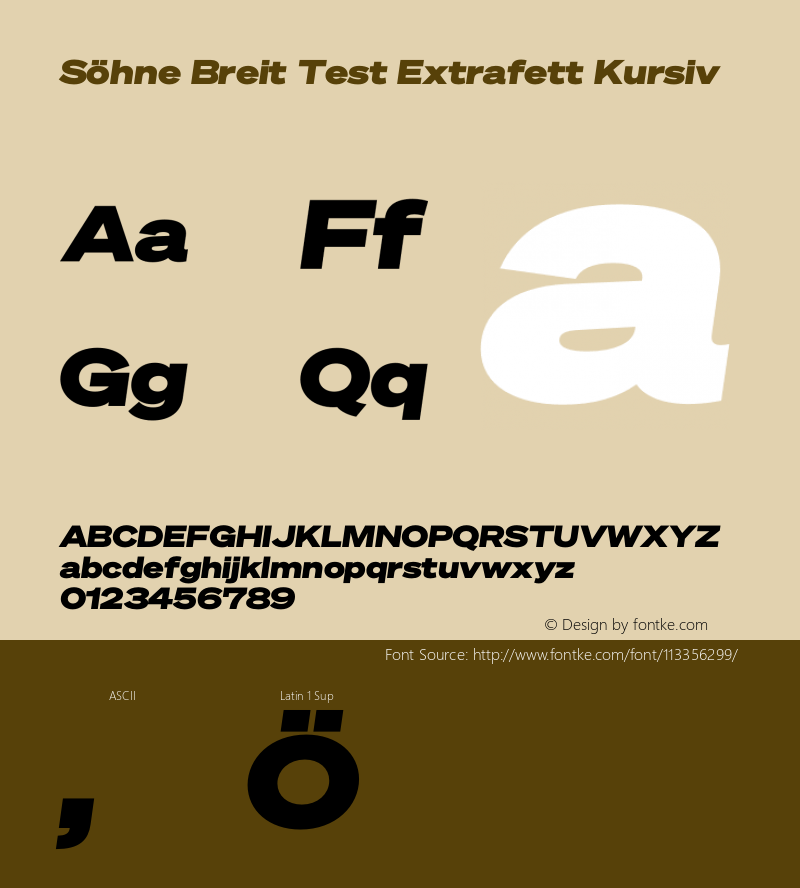 SohneBreit-ExtrafettKursivTest Version 1.108;hotconv 1.0.116;makeotfexe 2.5.65601;0图片样张