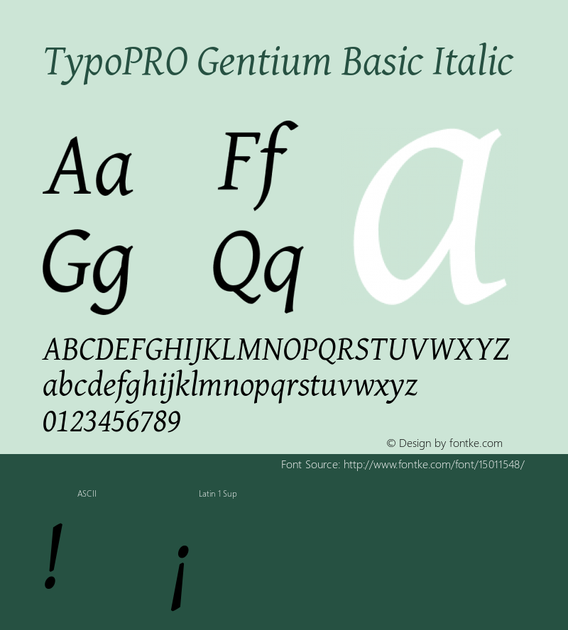 TypoPRO Gentium Basic Italic Version 1.102; 2013; Maintenance release图片样张
