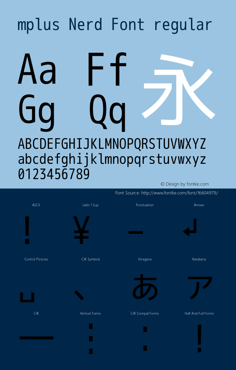 mplus Nerd Font regular Version 1.018;Nerd Fonts 0.8图片样张