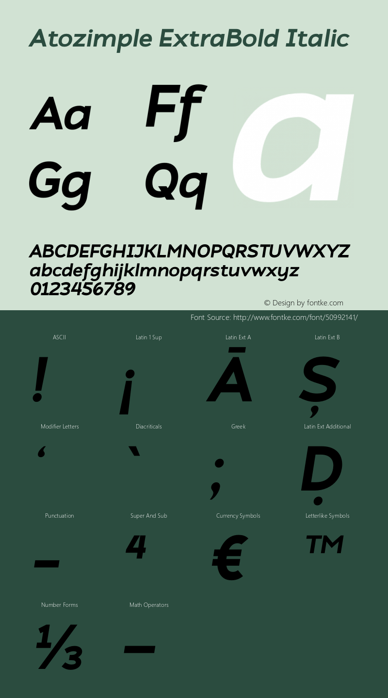 Atozimple ExtraBold Italic Version 1.00;January 10, 2020图片样张