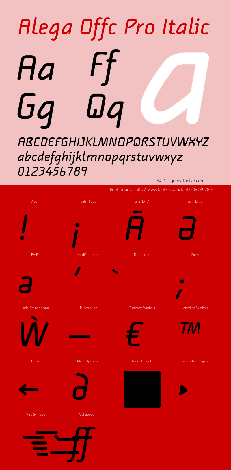 Alega Offc Pro Italic Version 7.504; 2009; Build 1020图片样张