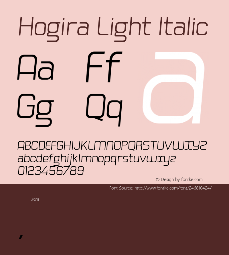 Hogira-LightItalic Version 1.000图片样张