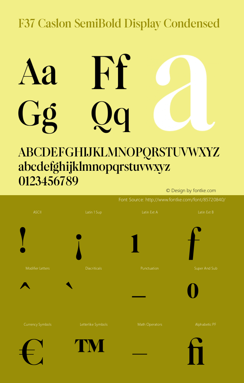 F37 Caslon SemiBold Display Condensed Version 1.000图片样张