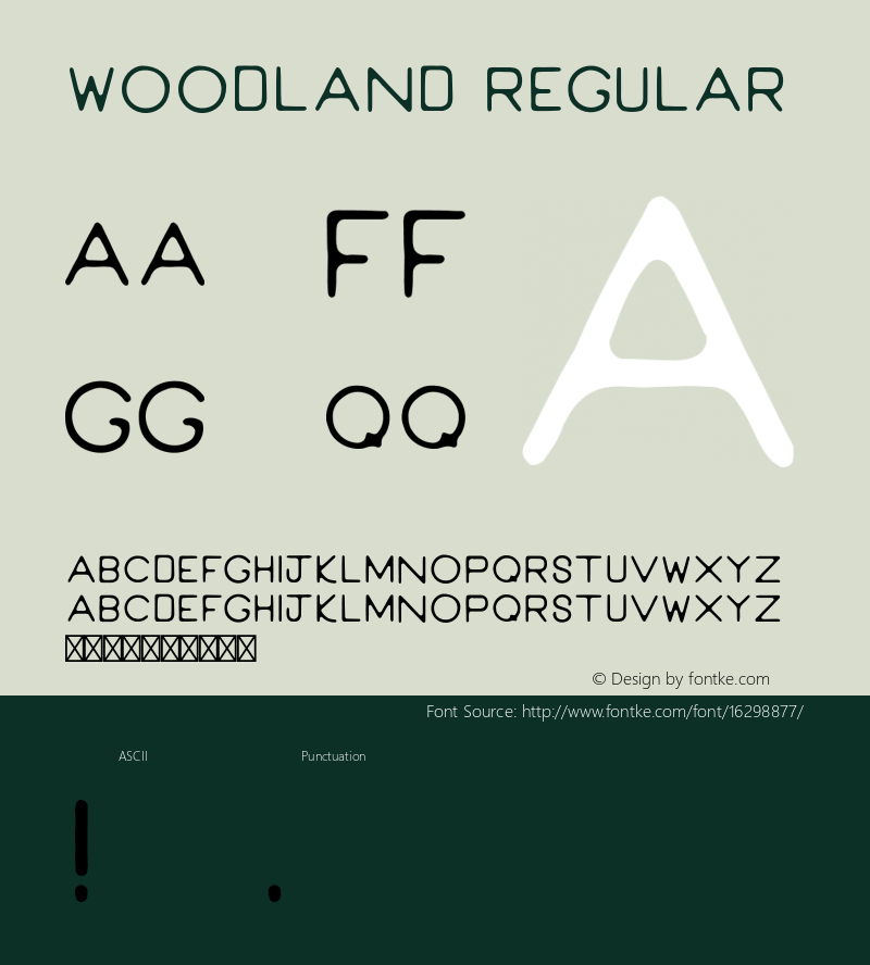 Woodland Regular Version 1.000;PS 001.000;hotconv 1.0.70;makeotf.lib2.5.58329图片样张