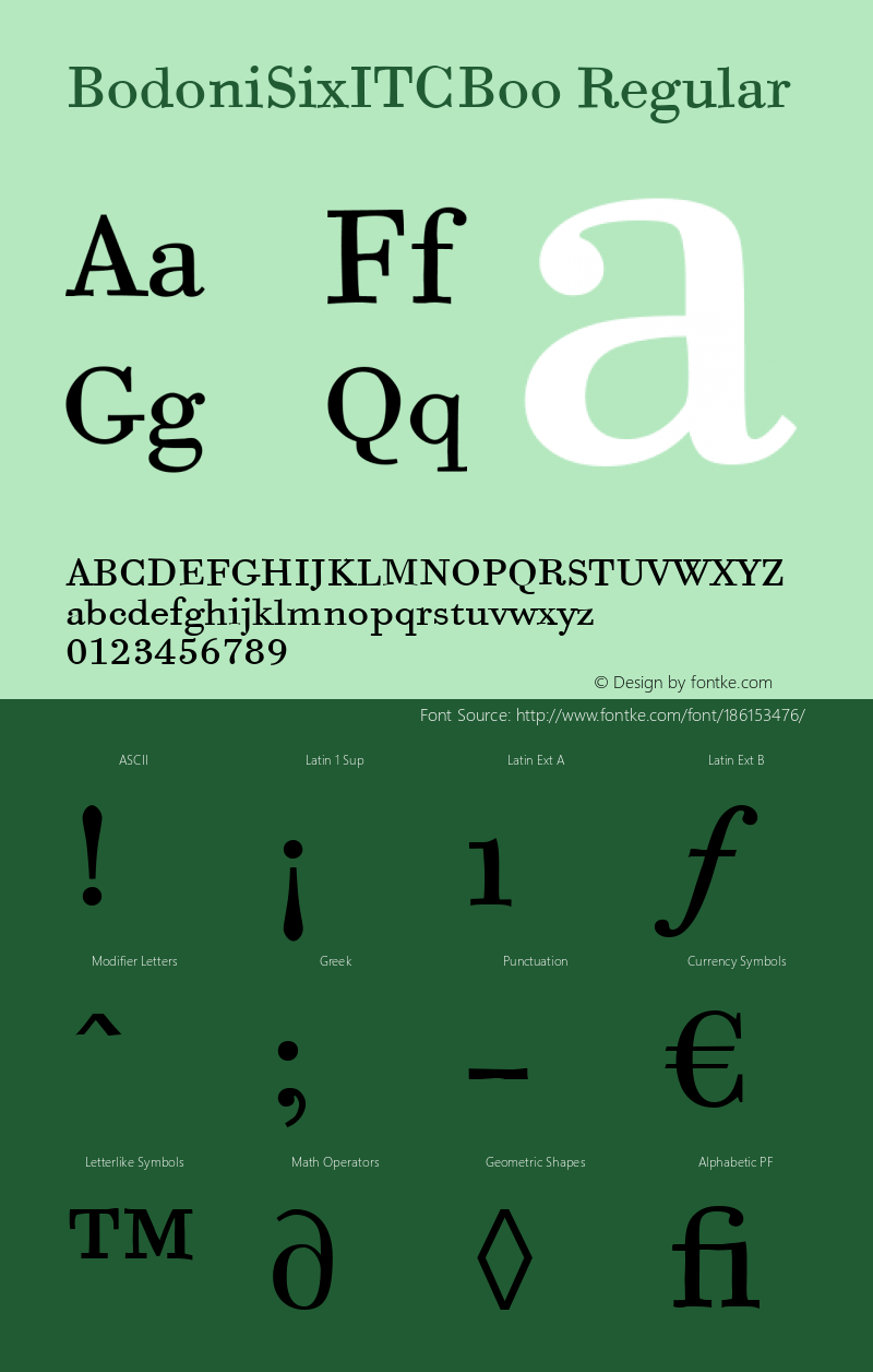 Bodoni Six ITC Book Version 2.0图片样张