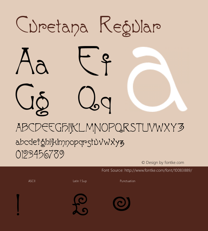 Curetana Regular Altsys Fontographer 4.0.3 10/4/97图片样张