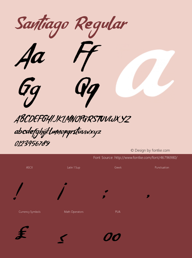 Santiago Version 1.00;November 14, 2019;FontCreator 12.0.0.2545 64-bit图片样张