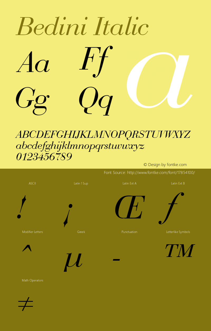 Bedini Italic Version 001图片样张