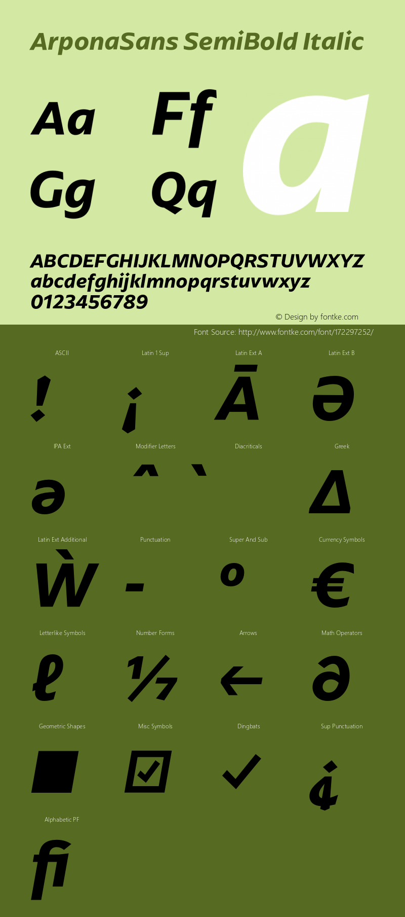 ArponaSans SemiBold Italic Version 2.000;hotconv 1.0.109;makeotfexe 2.5.65596图片样张